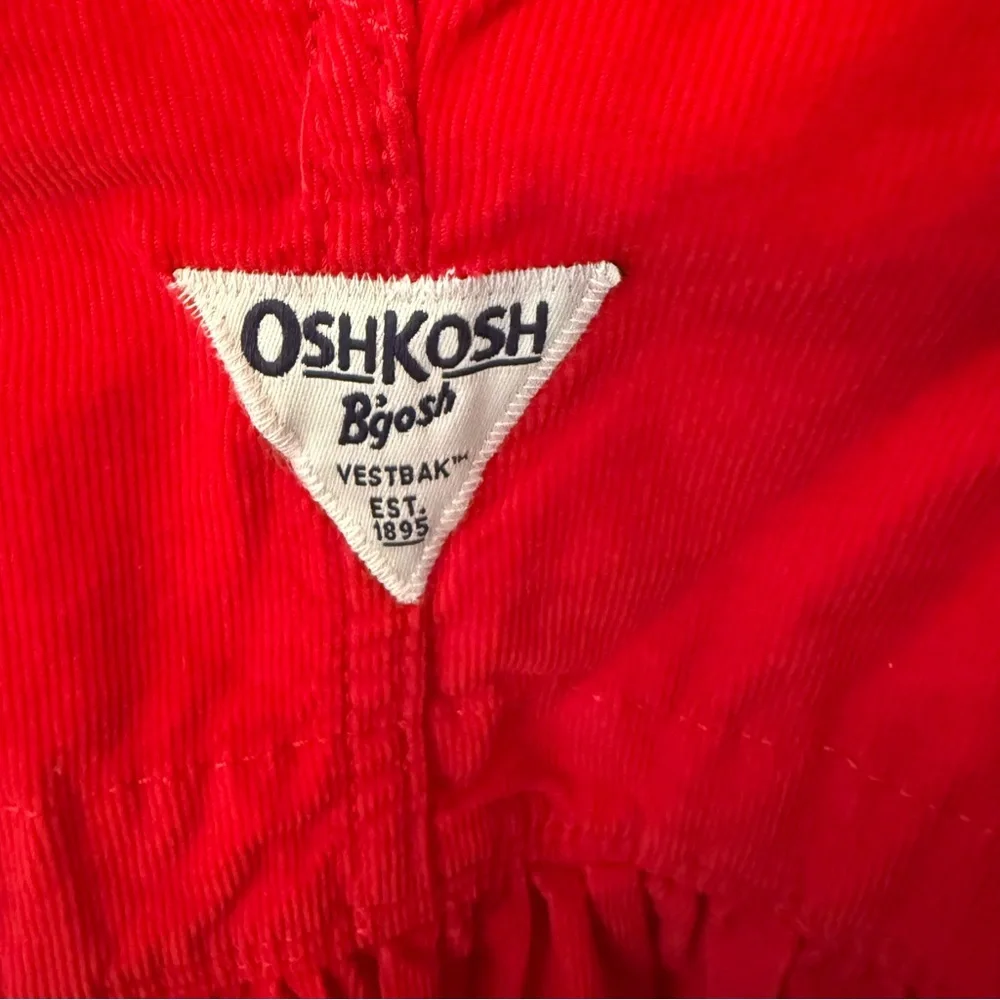 OshKosh Bgosh Red Corduroy Jumper Dress Baby Girls 3M NWT Overall Skirt OKT96230